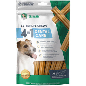 Dr. Marty Better Life Chews 4 in 1 Dental Care Sticks for Small Dogs, 5-23 lbs