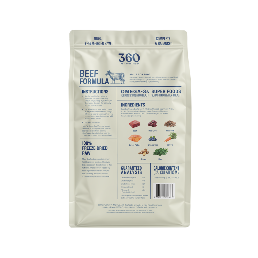 360 Pet Nutrition Beef Formula Freeze-Dried Raw Dog Food