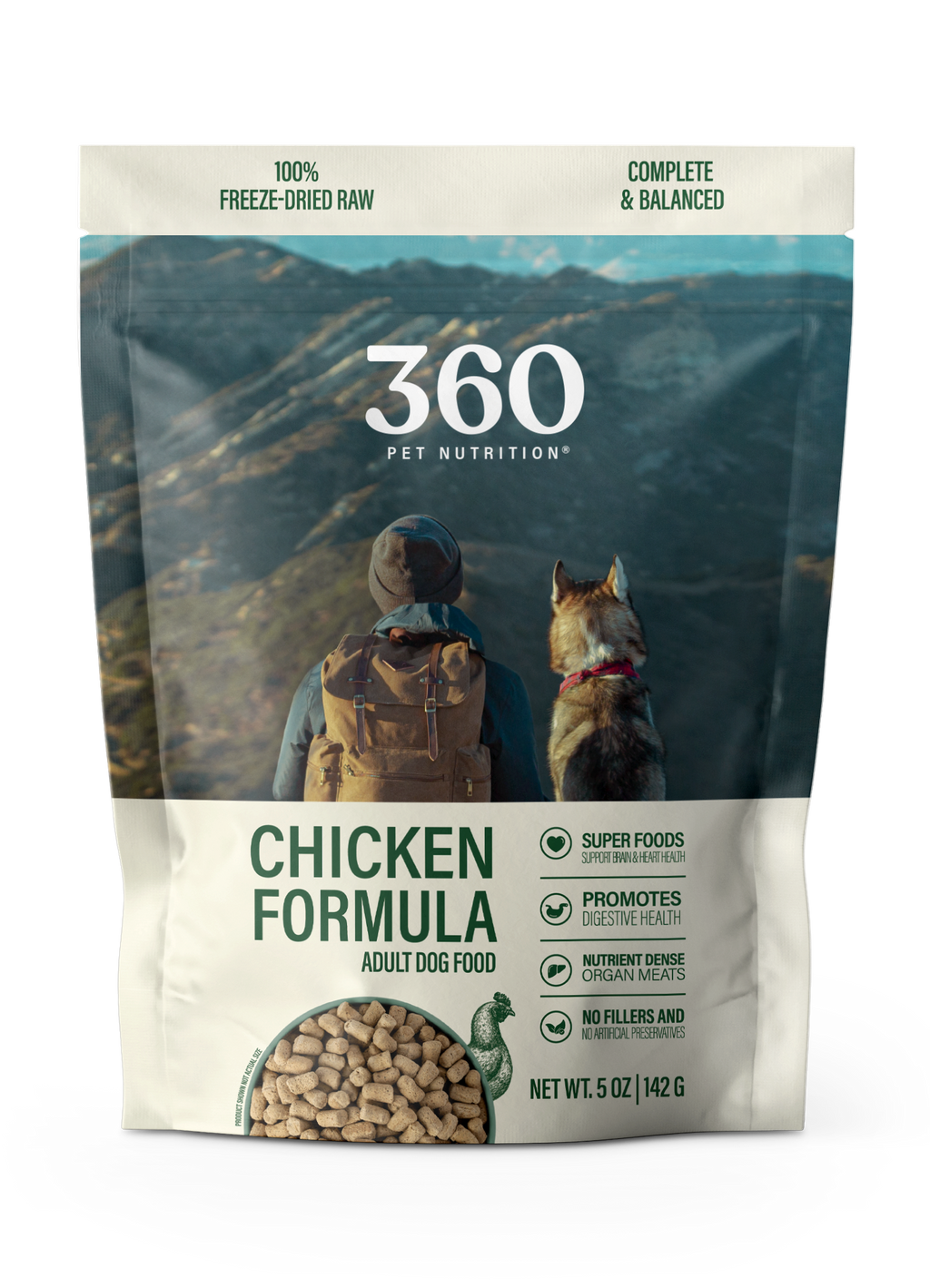 360 Pet Nutrition Chicken Freeze-Dried Raw Complete Meal for Adult Dogs