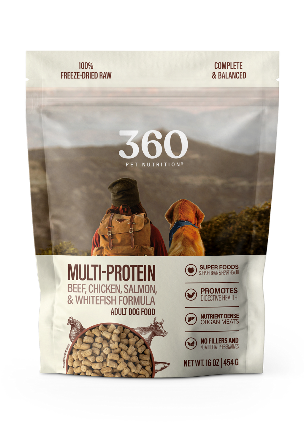 360 Pet Nutrition Multi-Meat Freeze-Dried Raw Complete Meal for Adult Dogs