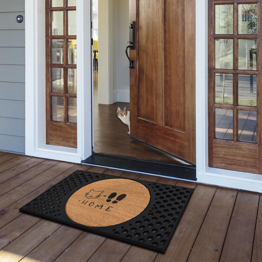 4 Cats & Dogs Cat + Feet Home Round Entrance Mat