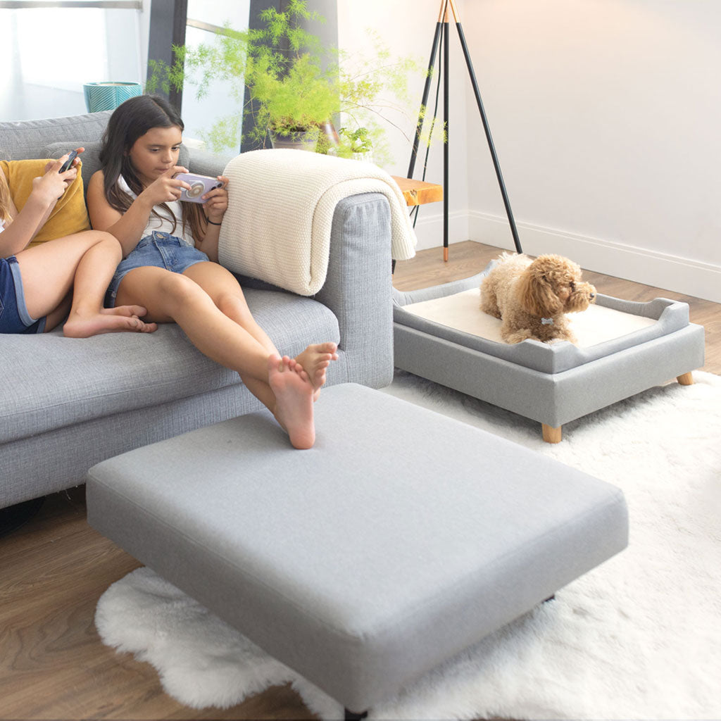 4 Cats & Dogs Otto Pet Bed Ottoman, Grey