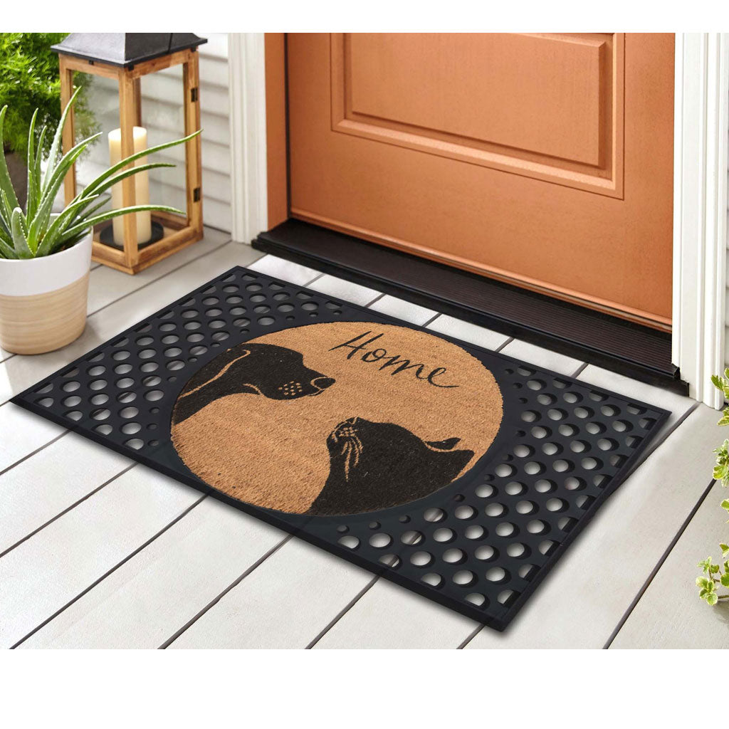 4 Cats & Dogs Spring Dog Sniff the Tulips Round Entrance Mat