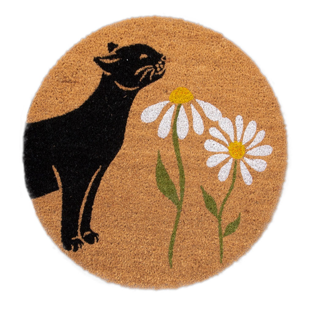 4 Cats & Dogs Spring Kitty Sniff the Daisies Round Entrance Mat