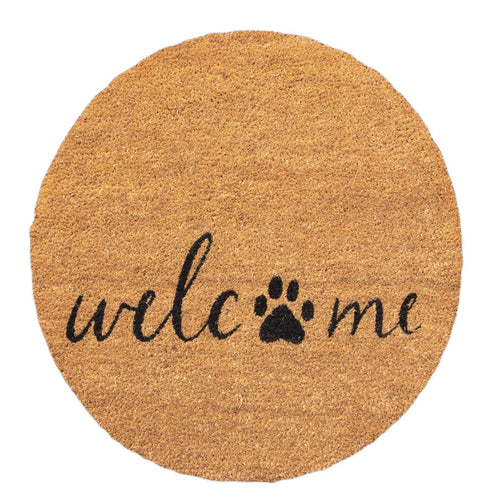 4 Cats & Dogs Welcome + Paw Round Entrance Mat