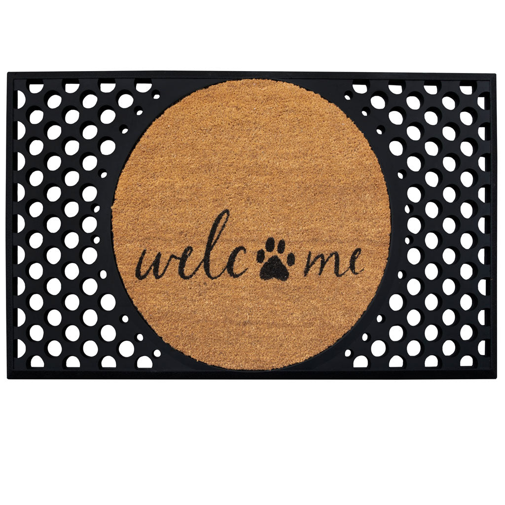 4 Cats & Dogs Welcome + Paw Round Entrance Mat