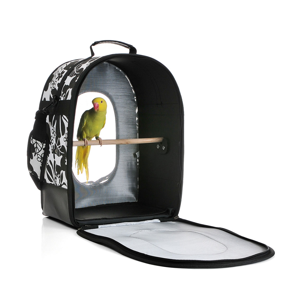 A & E Cages Happy Beaks Soft Sided Voyager Bird Carrier, Black, Small