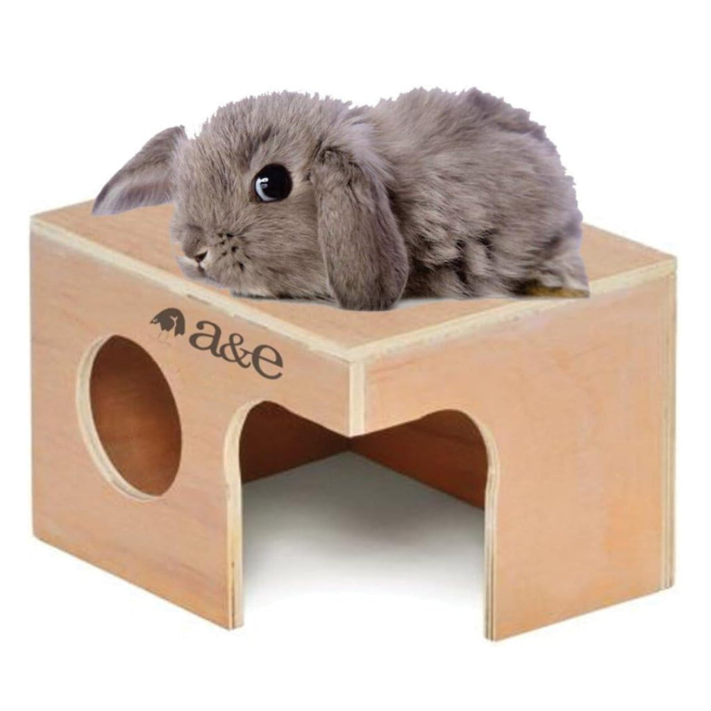 A & E Cages Small Animal Wooden Hut For Rabbits
