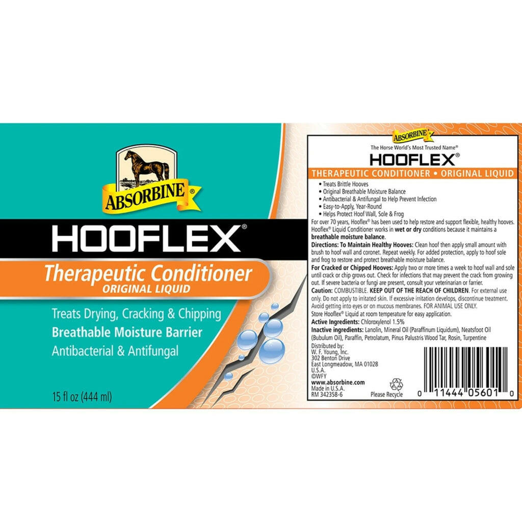 Absorbine Hooflex Therapeutic Conditioner Hoof Liquid for Horses 15 oz