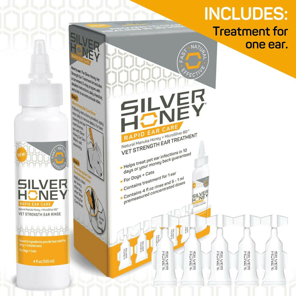 Absorbine Silver Honey Rapid Vet Strength Ear Care Treatment for Dogs and Cats