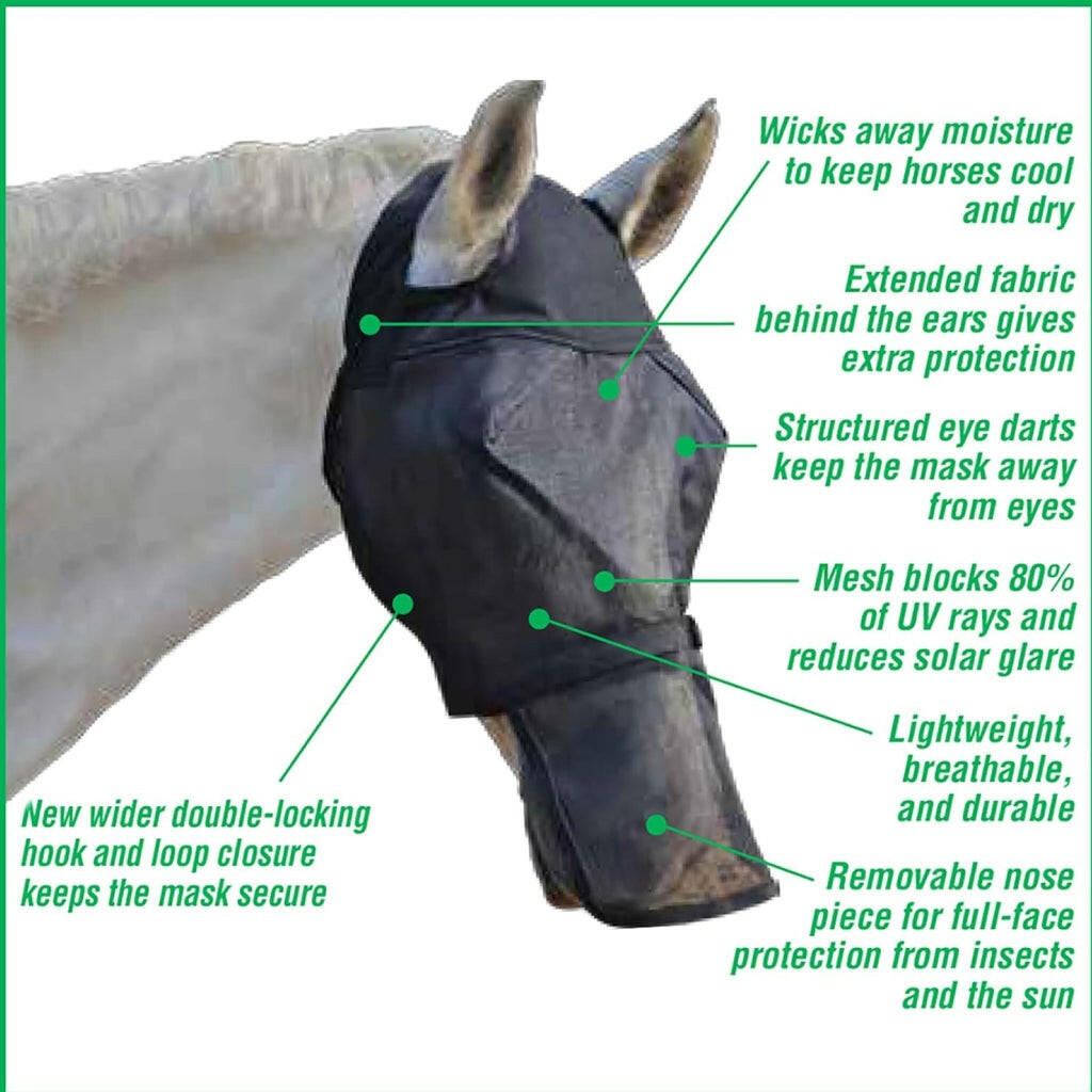 Absorbine UltraShield Fly Mask Removable Nose without Ears for Horses