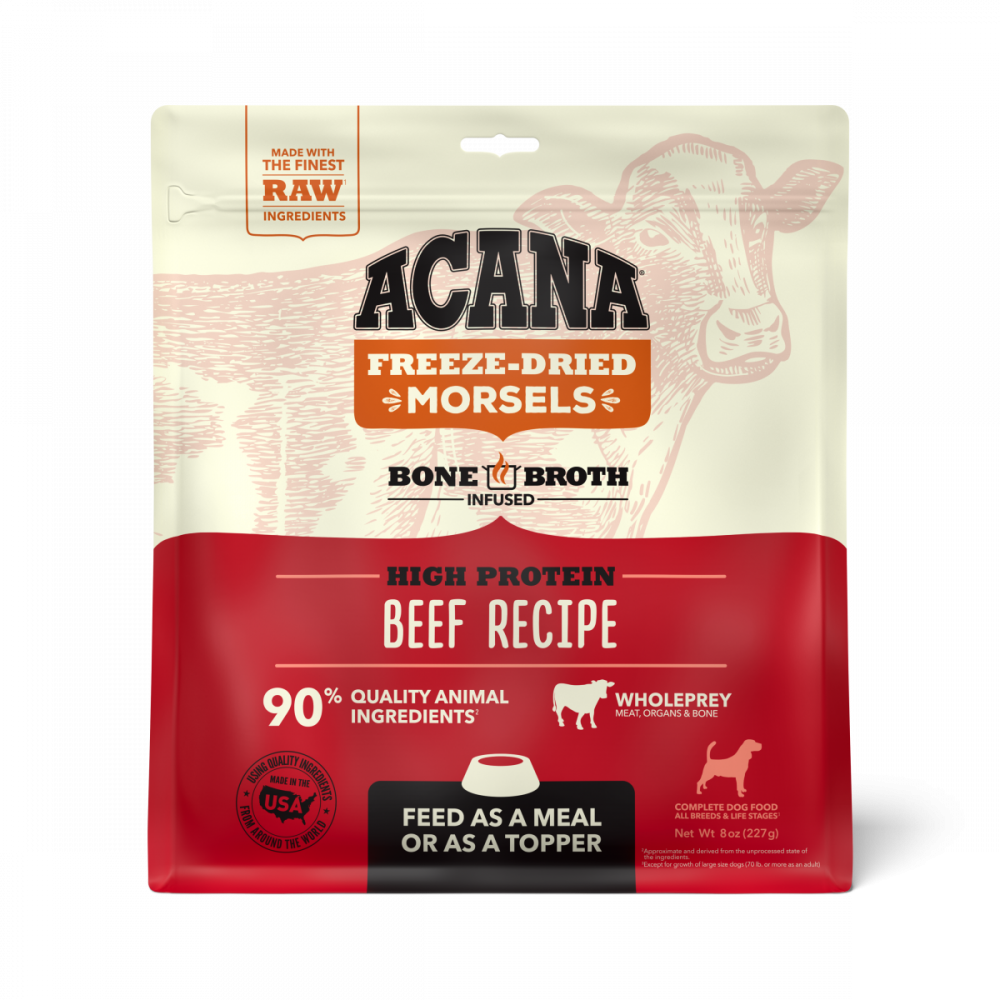 ACANA Freeze Dried Morsels High Protein Beef Recipe Meal or Food Topper for Dogs