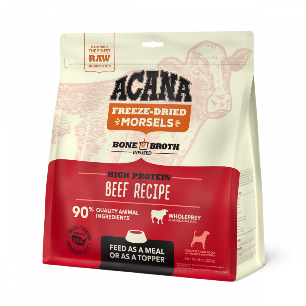ACANA Freeze Dried Morsels High Protein Beef Recipe Meal or Food Topper for Dogs