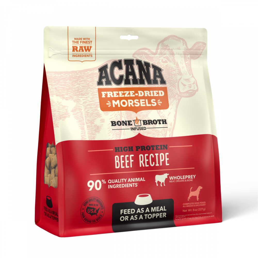 ACANA Freeze Dried Morsels High Protein Beef Recipe Meal or Food Topper for Dogs