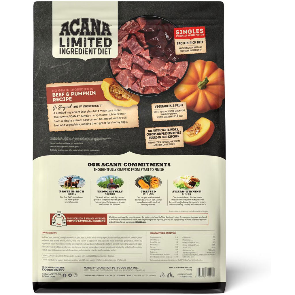ACANA Singles Limited Ingredient Beef & Pumpkin Grain-Free High-Protein Dry Dog Food