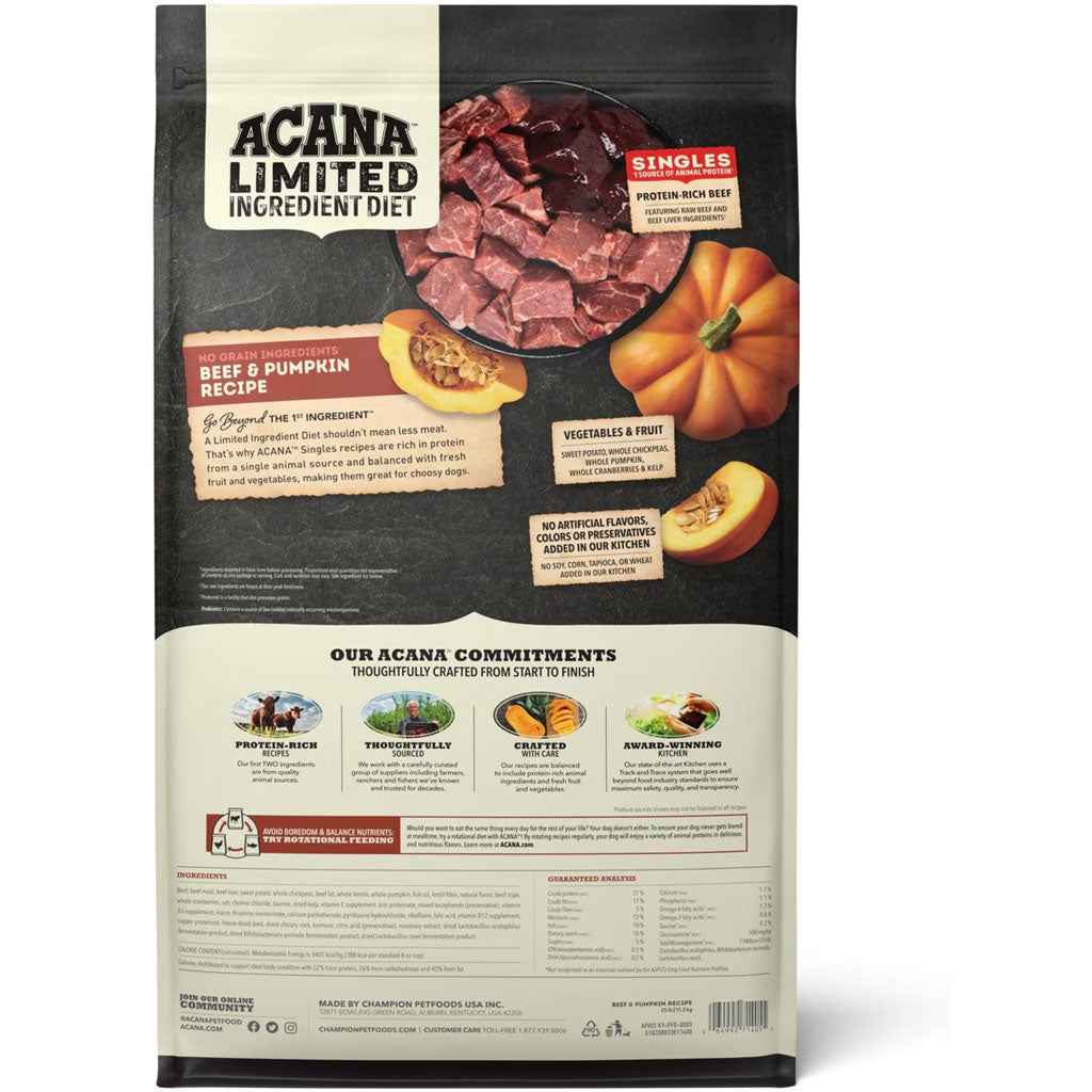 ACANA Singles Limited Ingredient Beef & Pumpkin Grain-Free High-Protein Dry Dog Food