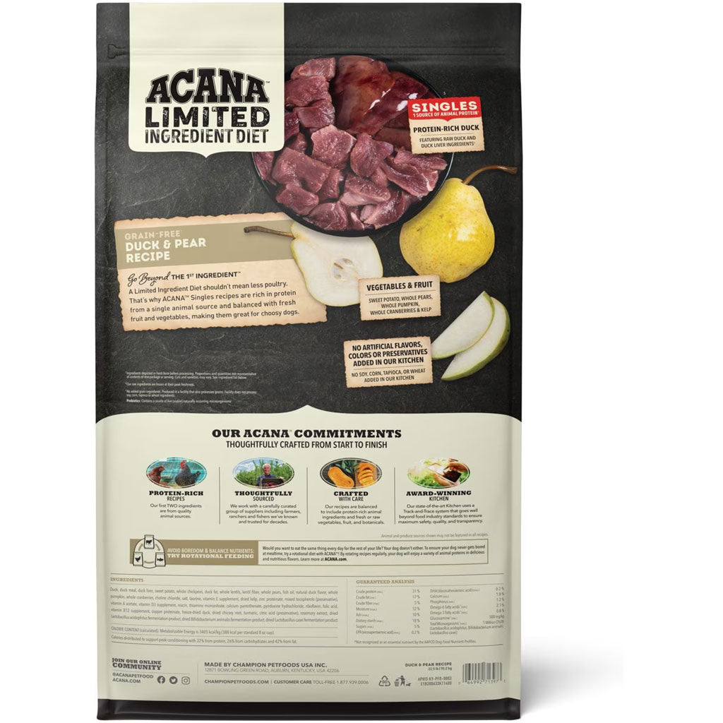 ACANA Singles Limited Ingredient Duck & Pear Grain-Free High-Protein Dry Dog Food