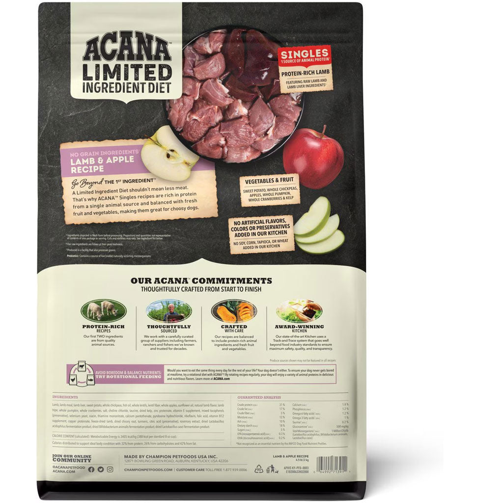 ACANA Singles Limited Ingredient Lamb & Apple Grain-Free High-Protein Dry Dog Food