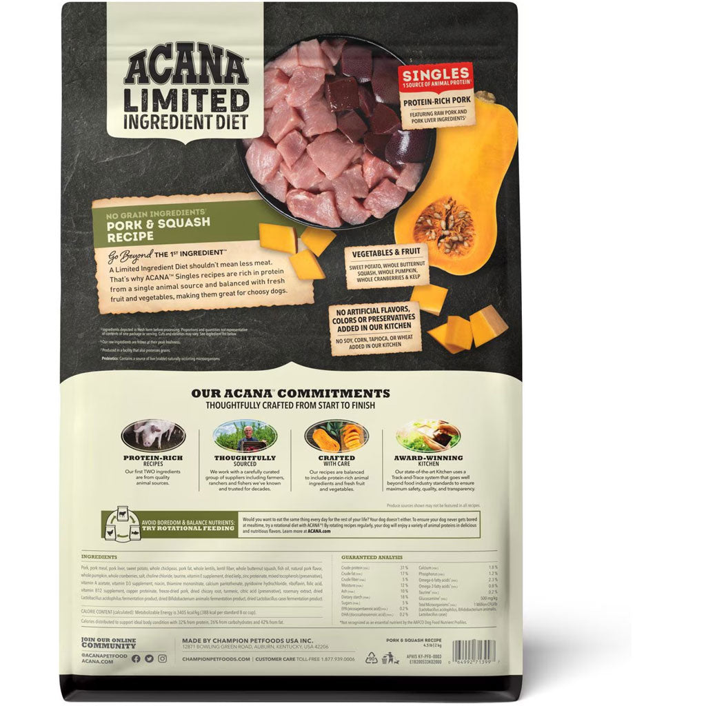 ACANA Singles Limited Ingredient Pork & Squash Grain-Free High-Protein Dry Dog Food