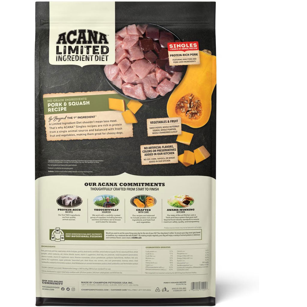 ACANA Singles Limited Ingredient Pork & Squash Grain-Free High-Protein Dry Dog Food