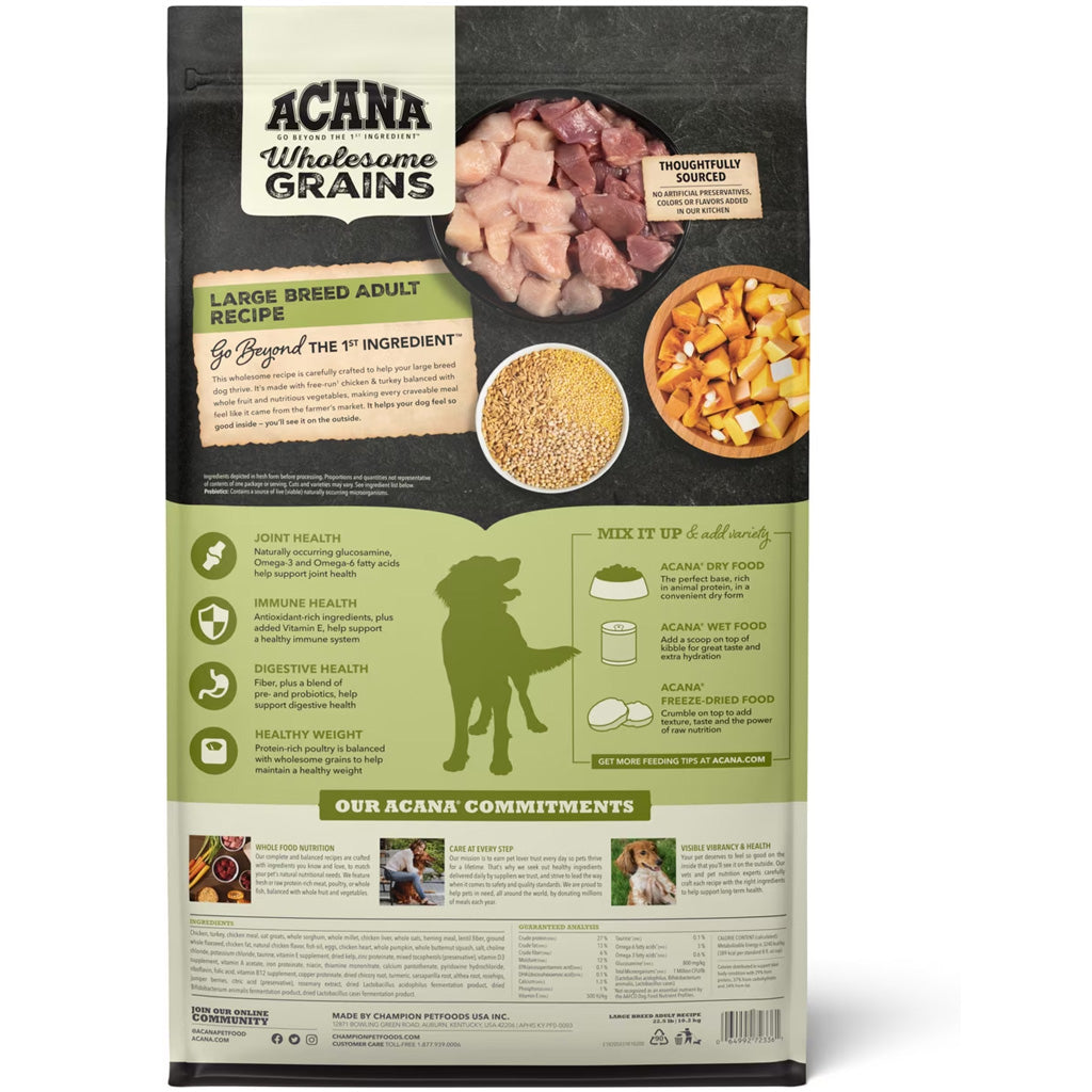 ACANA Wholesome Grains Dry Food Large Breed Adult + Grains, 22.5-lb