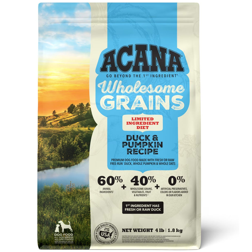 ACANA Wholesome Grains Duck & Pumpkin Dry Dog Food, 4-lb