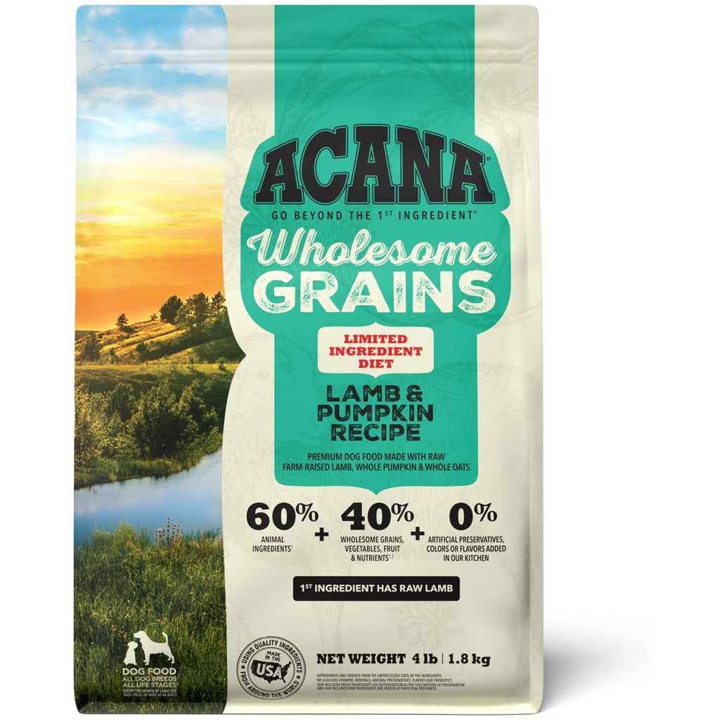 ACANA Wholesome Grains Lamb & Pumpkin Dry Dog Food, 4-lb
