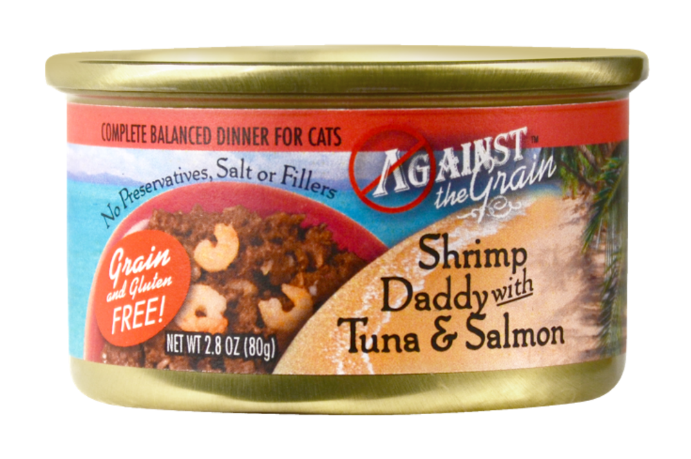 Against the Grain Shrimp Daddy with Tuna and Salmon Canned Cat Food, 2.8-oz, case of 24
