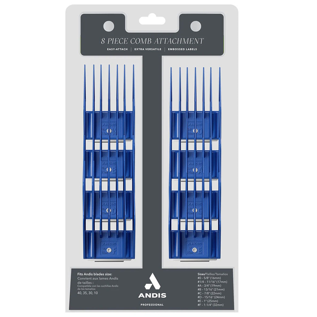 Andis Comb 8-Piece Comb Attachment Large Set, Blue