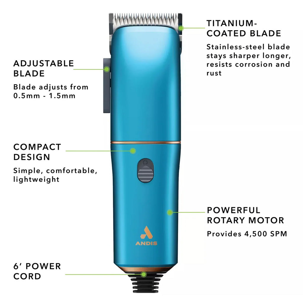 Andis Easy Clip Dog, Cat & Small Pet Corded Clipper, Blue
