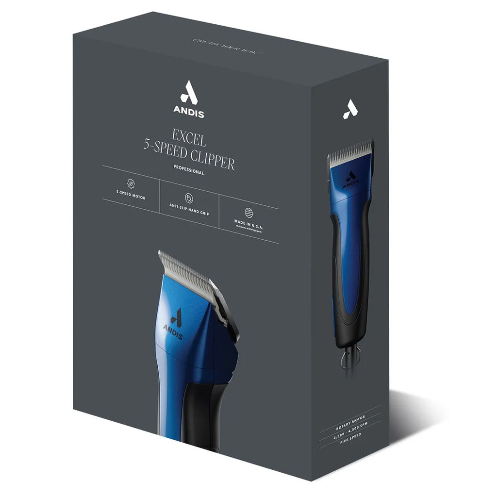 Andis ProClip Excel 5-Speed Detachable Blade Cat & Dog Hair Grooming Clipper, Indigo Blue