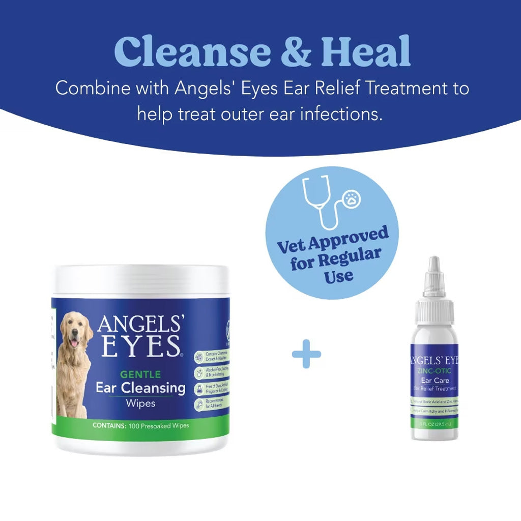 Angel's Eyes Gentle Dogs Ear Cleaning Wipes for Dogs & Cats, 100 count