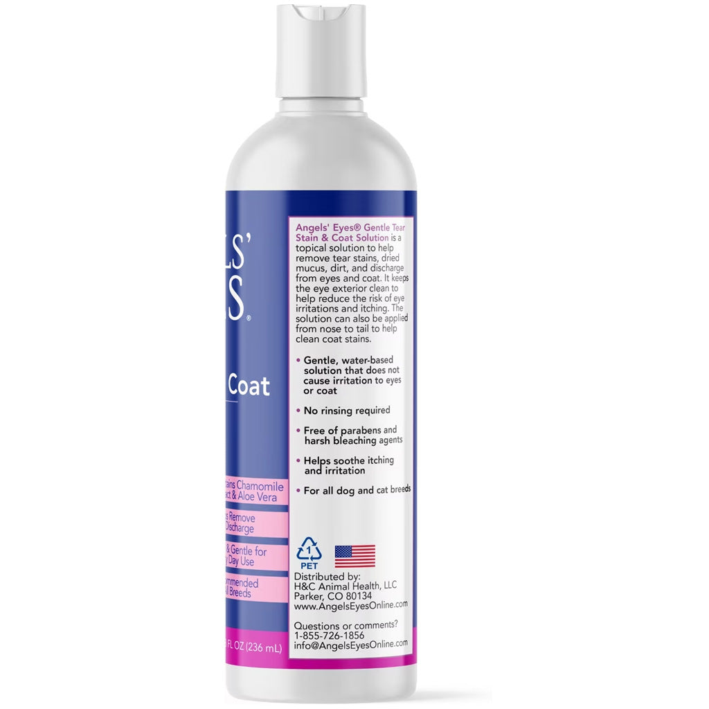 Angel's Eyes Gentle Tear Stain & Coat Solution for Dogs, 8-oz