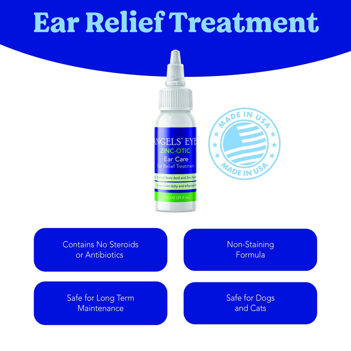 Angel's Eyes Zinc-Otic Ear Relief Treatment for Dogs & Cats, 1-oz
