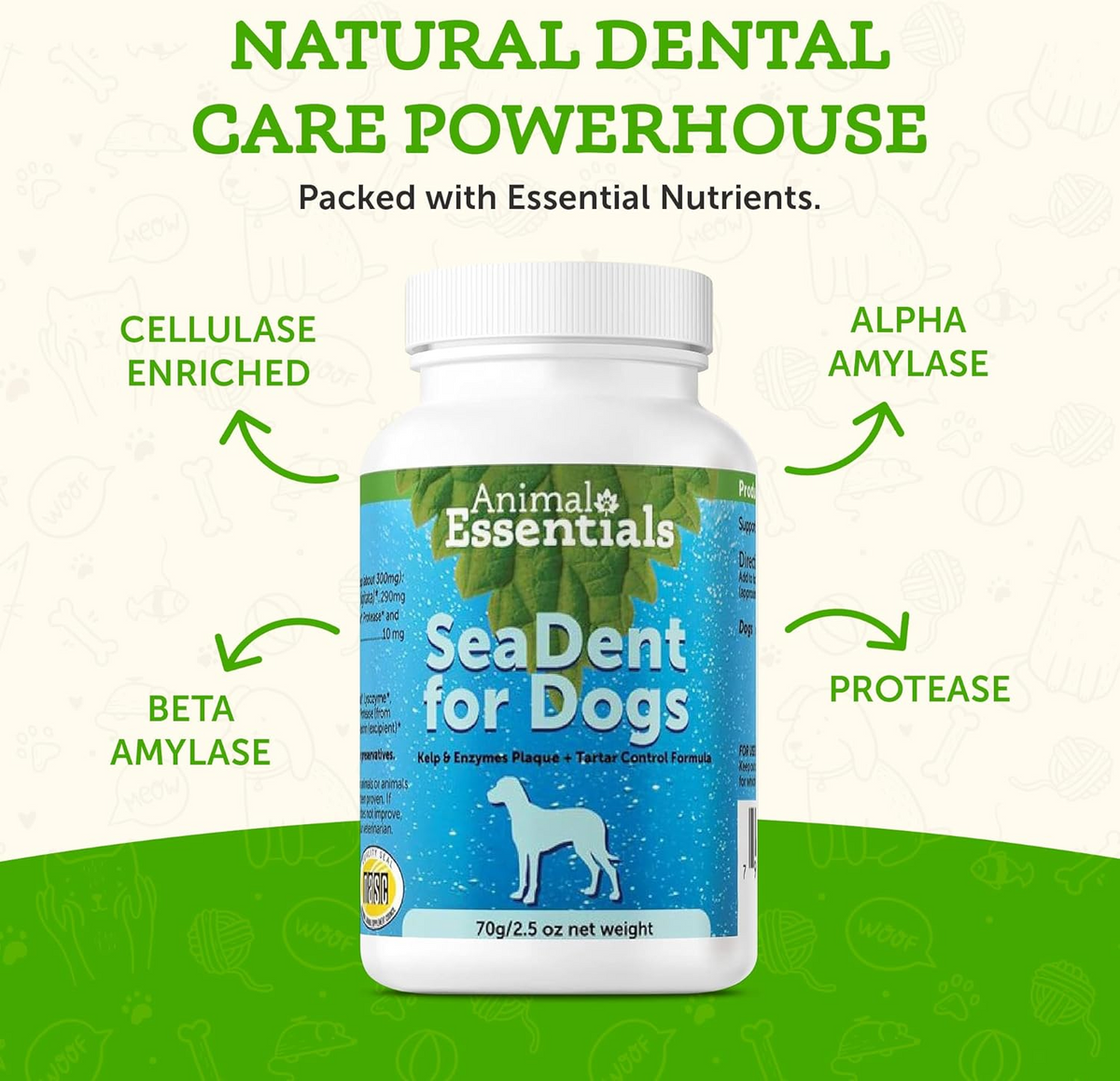 Animal Essentials Sea-Dent Anti-Plaque Powder for Dogs (2.5 oz)