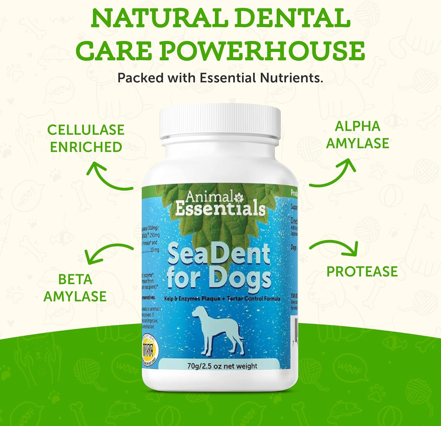 Animal Essentials Sea-Dent Anti-Plaque Powder for Dogs (2.5 oz)