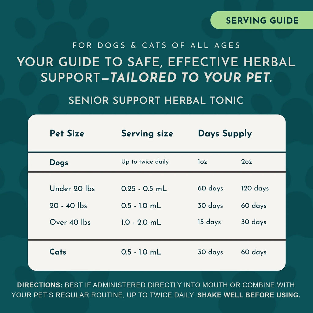 Animal Essentials Senior Support Herbal Tonic to Maintain Optimal Health for Dogs & Cats