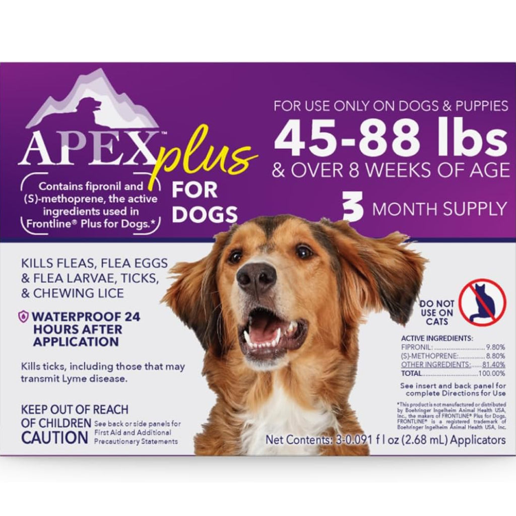Apex Plus Topical Flea & Tick Prevention for Dogs, 45-88 lbs, 3 Doses