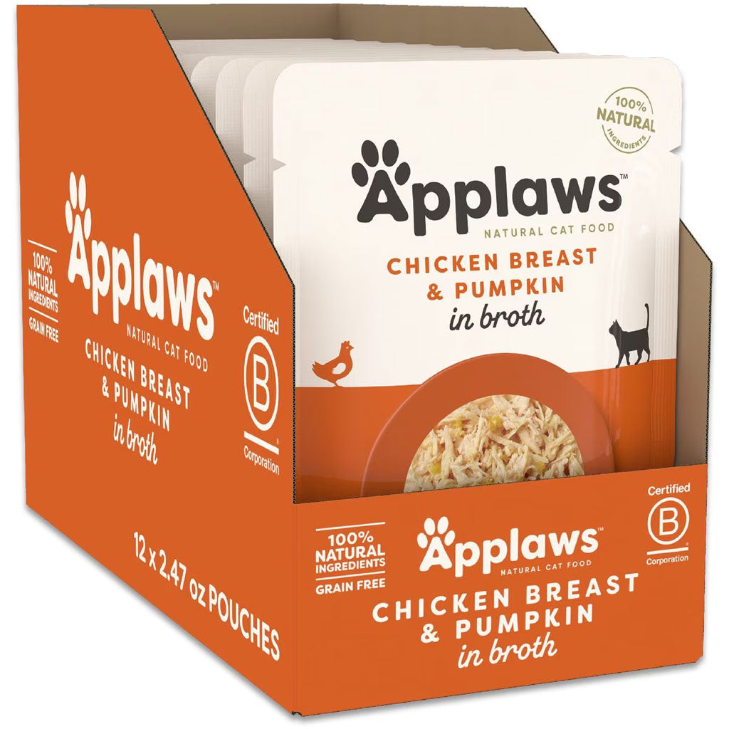 Applaws Chicken with Pumpkin Bits in Broth Wet Cat Food, 2.47-oz pouch, case of 12