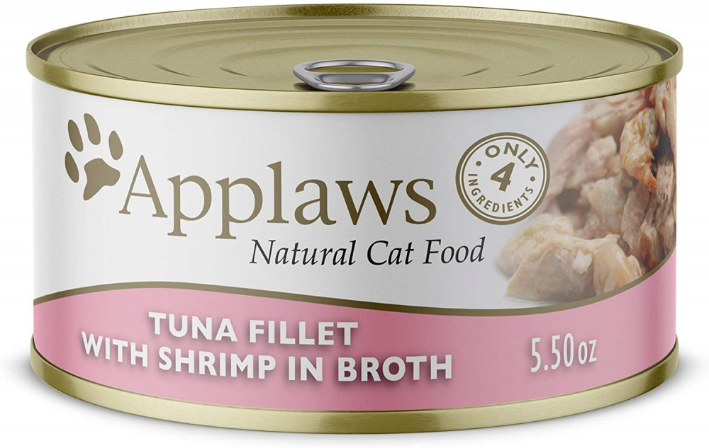 Applaws Natural Wet Cat Food Tuna with Shrimp in Broth, 5.5-oz, case of 24