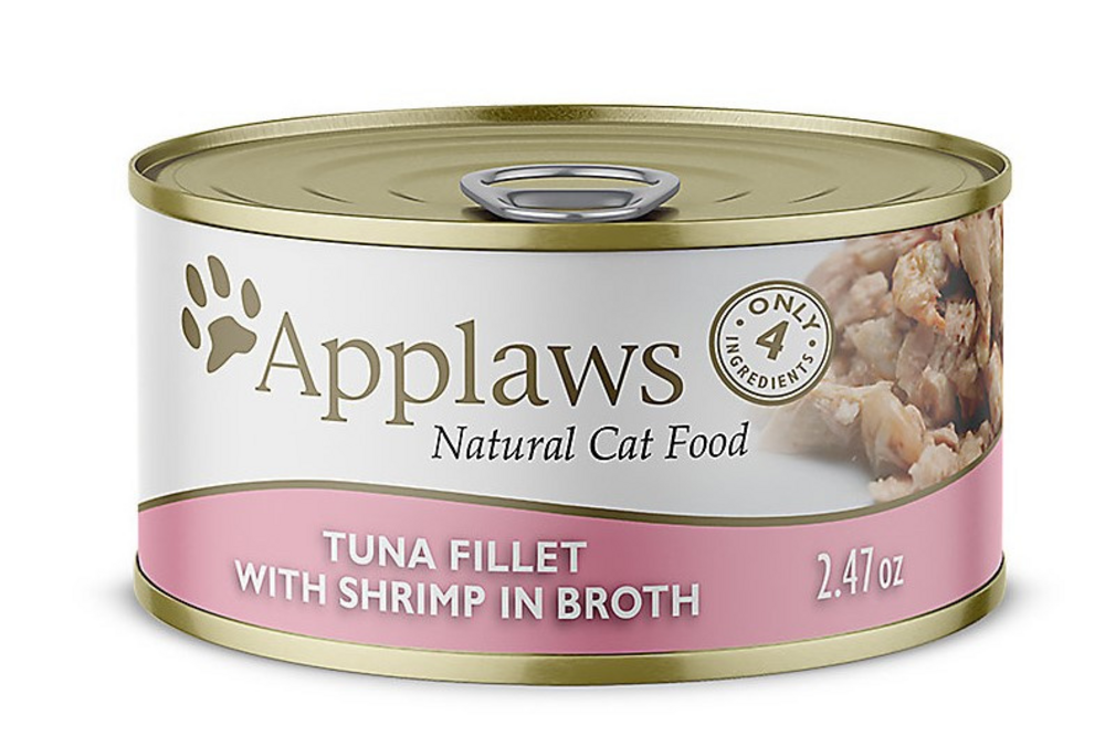 Applaws Natural Wet Cat Food Tuna with Shrimp in Broth, 5.5-oz, case of 24