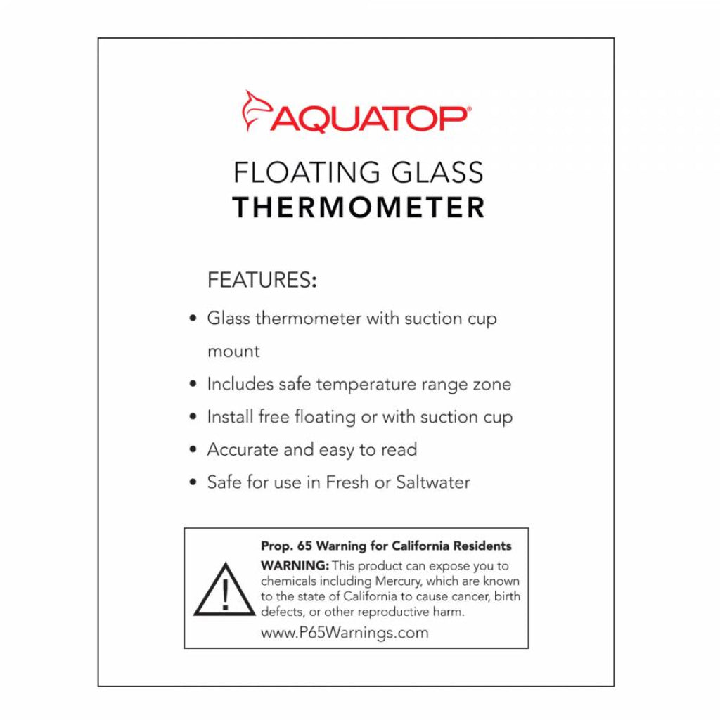 Aquatop Floating Glass Aquarium Thermometer with Suction Cup Mount