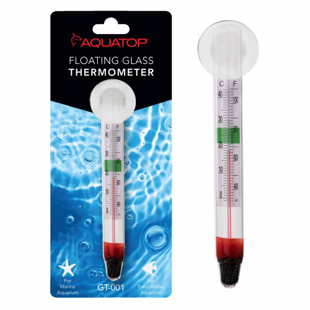 Aquatop Floating Glass Aquarium Thermometer with Suction Cup Mount