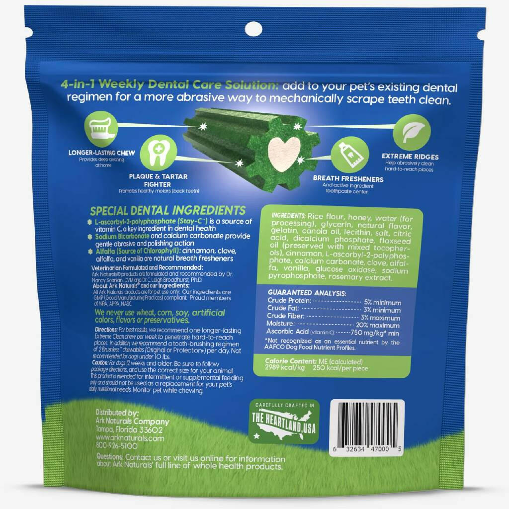 Ark Naturals 4-in-1 Extreme Clean Longer Lasting Brushless Toothpaste Dental Chews for Small Dogs (12 oz)