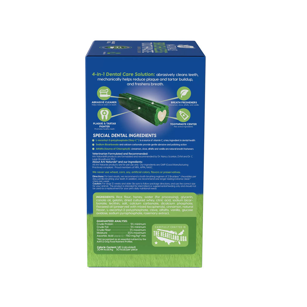Ark Naturals Brushless Toothpaste Dental Chews 4-in-1 for Medium Dogs, 60-count