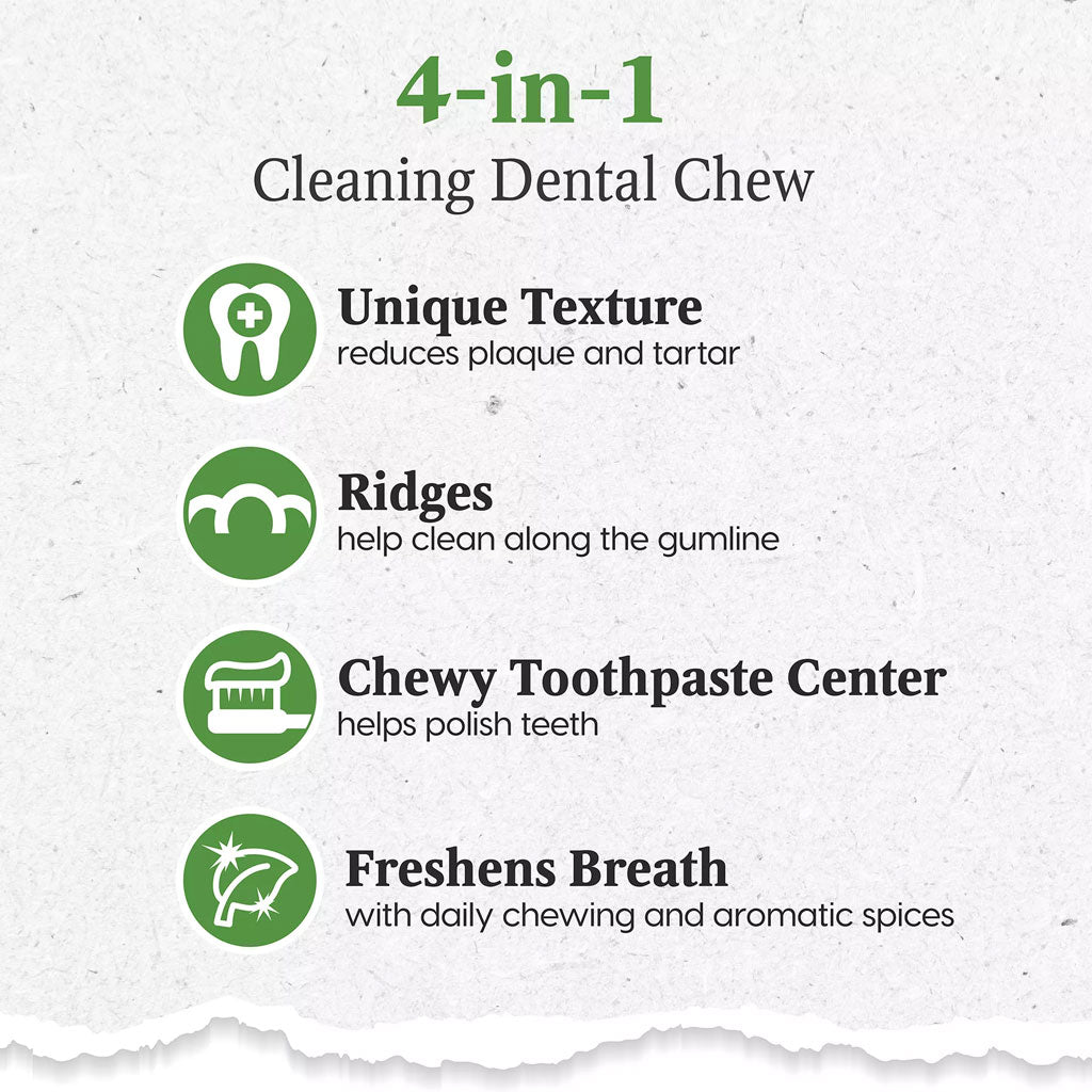 Ark Naturals Brushless Toothpaste Dental Chews 4-in-1 for Medium Dogs, 60-count