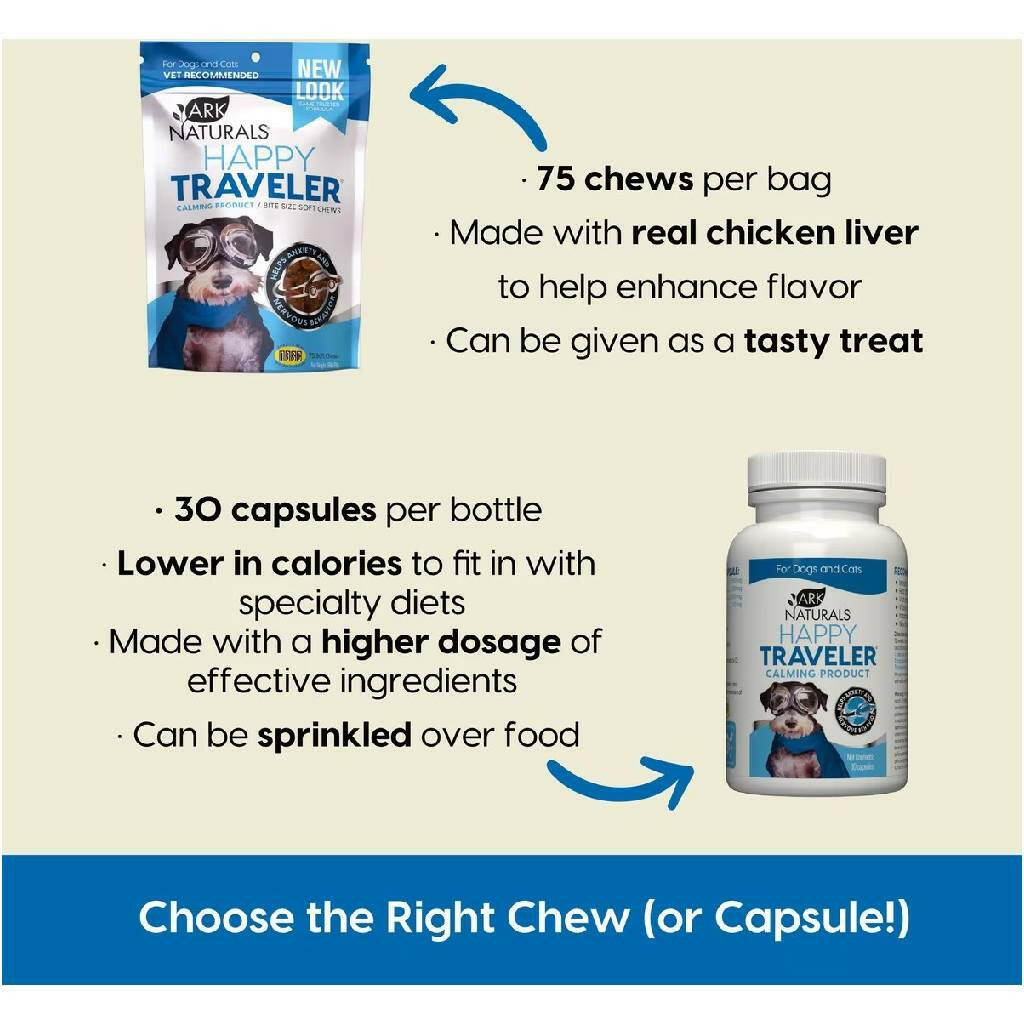 Ark Naturals Happy Traveler Soft Chews Calming Supplement for Dogs & Cats  (75 ct)
