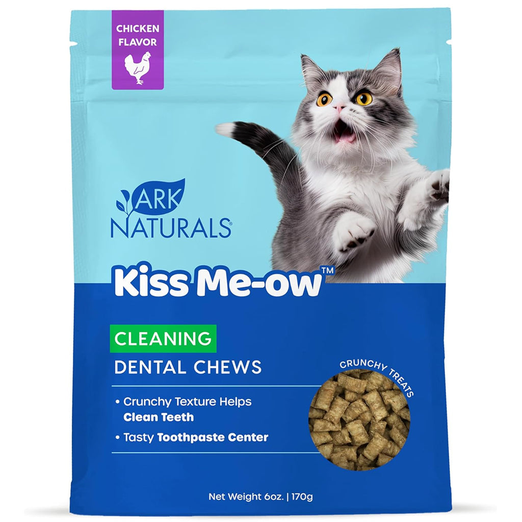 Ark Naturals Kiss Me-Ow Cleaning Dental Chews Crunchy Cat Treats, Chicken Flavor