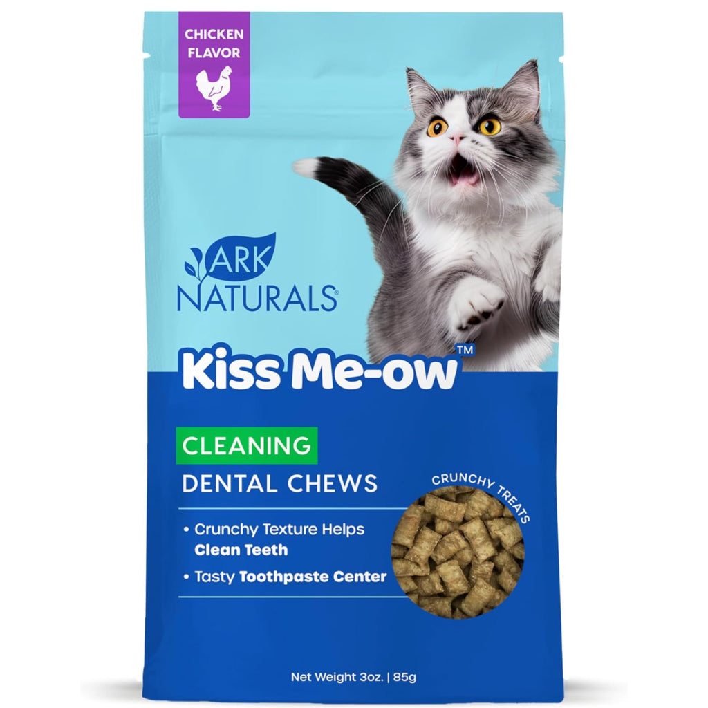 Ark Naturals Kiss Me-Ow Cleaning Dental Chews Crunchy Cat Treats, Chicken Flavor