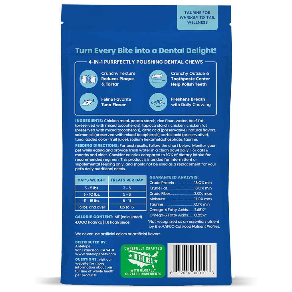 Ark Naturals Kiss Me-Ow Cleaning Dental Chews Crunchy Cat Treats, Tuna Flavor